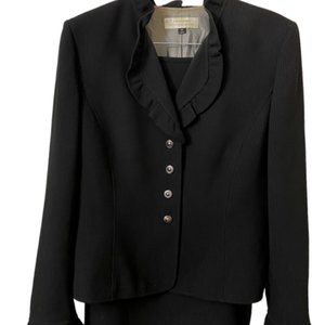 Classic Tahari Black & White Dotted Ruffled Suit - Size 14